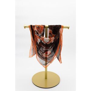 Vintage Vera Neumann Floral Silk Scarf Orange Brown Square